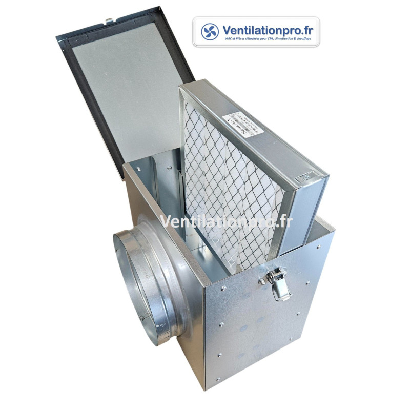Caisson porte-filtre pour gaine de ventilation circulaire