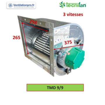 Moteur ventilateur TMD 9/9 - 3 vitesses- 550w- 230v Tecnifan pour VMC