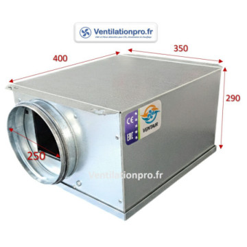 Caisson de ventilation - VMC 705 m3/h 230v - diam 250 - EXTRA PLAT et SILENCIEUX
