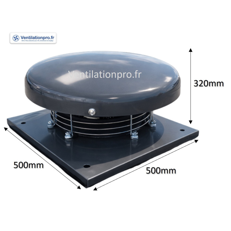 Tourelle d'extraction ULTRA-COMPACTE 1900 m3/h T315 230v- pour VMC/ entrepôt et extraction de cuisine pro / foodtruck/ vmc