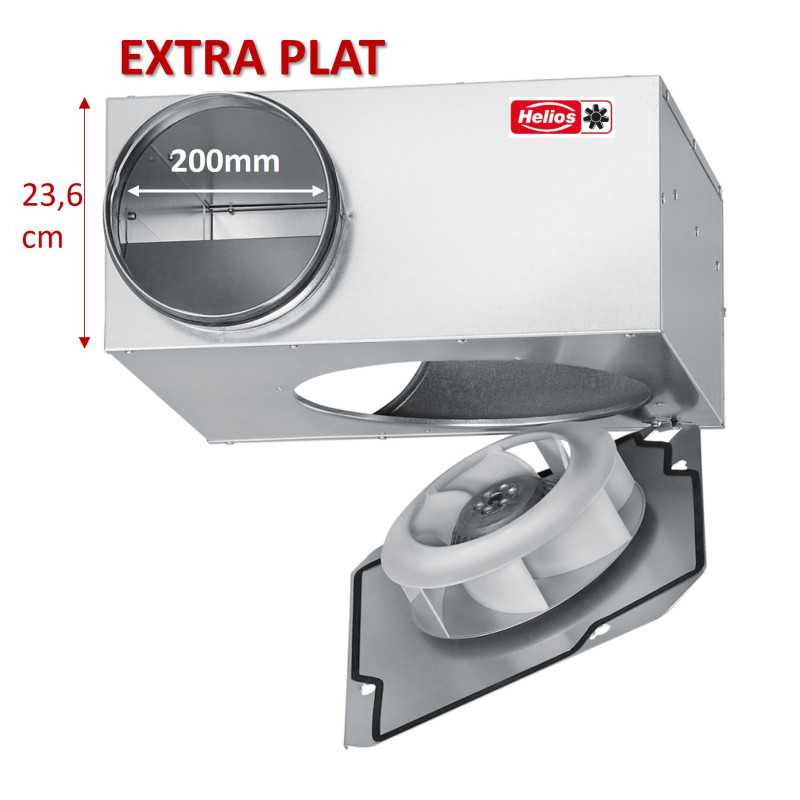 Caisson de ventilation - VMC 980 m3/h 230 V - diam 200 - Extra plat Slimvent SVR 200 HELIOS