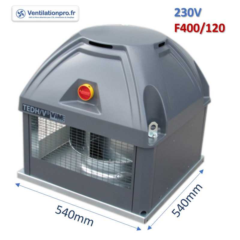 Tourelle d'extraction 5500m3/h TEDH taille 400 -230v F400 6P - Marque S&P VIM- Désenfumage Cuisine Pro réf 690041