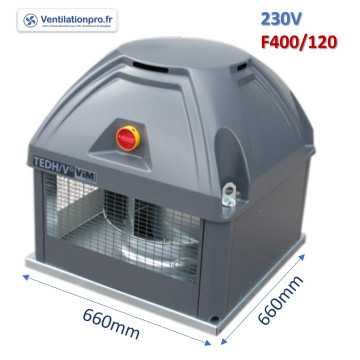 Tourelle d'extraction 7000m3/h TEDH taille 500 -230v F400 6P - Marque S&P VIM- Désenfumage Cuisine Pro réf 690112