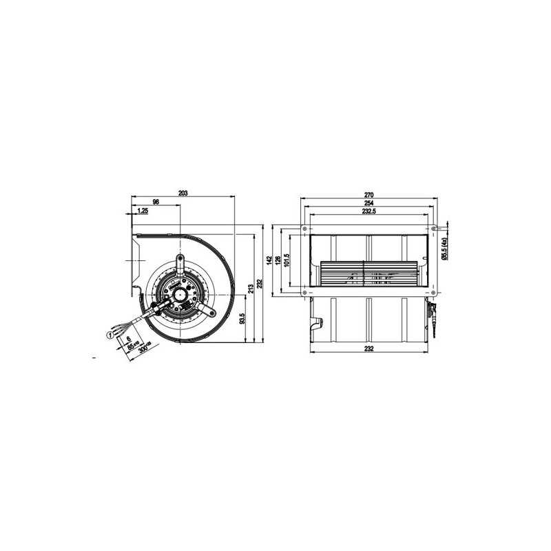 EBMPAPST D2E133-DM47-23 DIMENSIONS