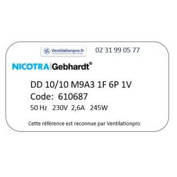 Moto ventilateur NICOTRA DD 10/10 M9A3 1F 6P 1V code: 610687