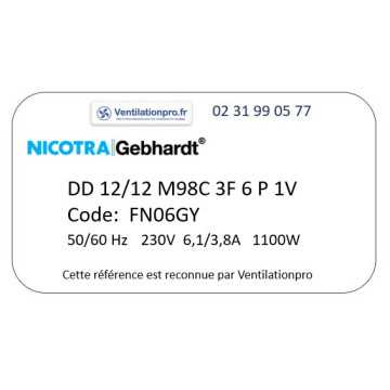 Moto ventilateur NICOTRA DD 12/12 M98C 3F 6P 1V code: FN06GY