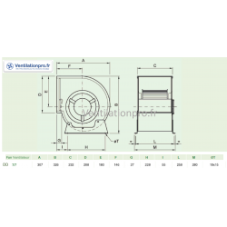 Moto-ventilateur DD 7/7 150w -4P- 3 vitesses - 230v