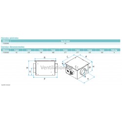 dimensions du caisson de ventilation 300m3/h ALDES EASYVEC 300 compact  230v