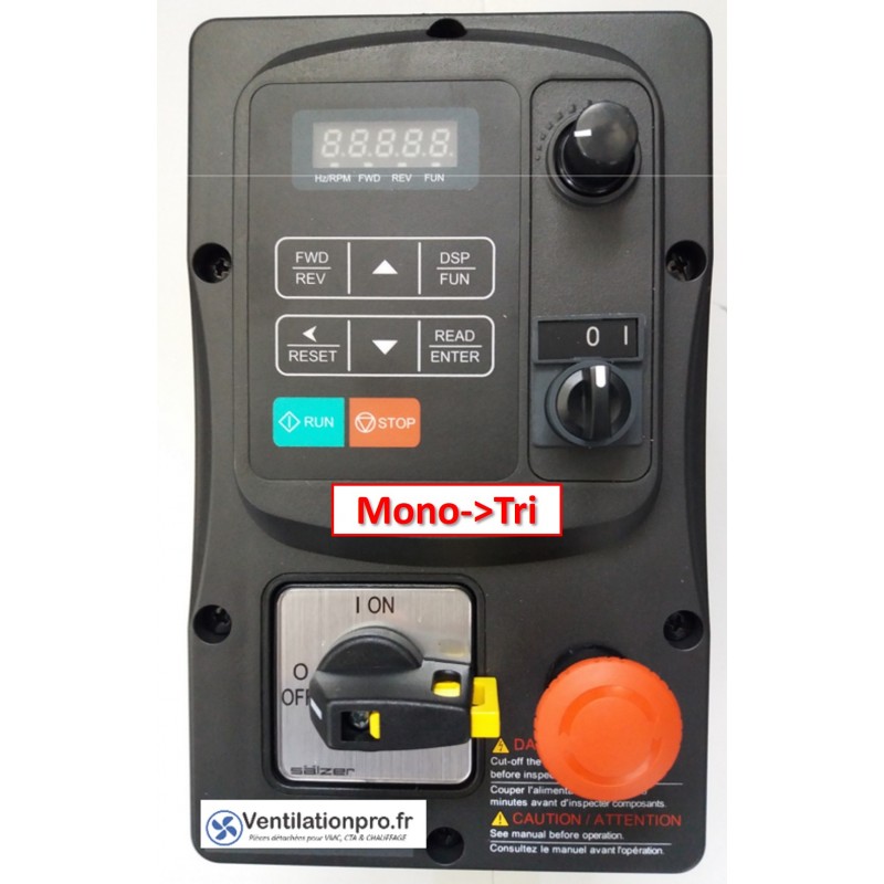 Variateur convertisseur Mono-Tri 1.5kw ip55 avec mode désenfumage