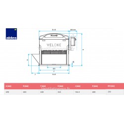 dimensions Tourelle d'extraction désenfumage 7200m3/h  VELONE 2 F400-120 -7.2 - 400v