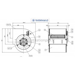 dimensions Moto-ventilateur DDM 10/10 Nicotra -2 vitesses- 400v -ref E6G6702