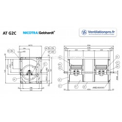 dimensions Ventilateur double AT 18/13 G2C Ø40 Nicotra Regal