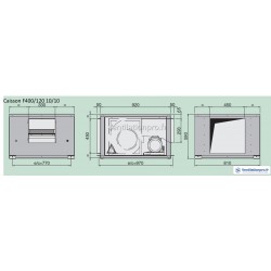 dimensions du caisson de désenfumage 4800 m3/h -10/10- F400/120 -400v