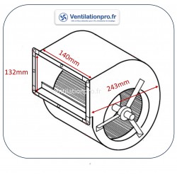 dimensions moto-ventilateur pour ventilation DD5/5 400m3/h 230v