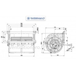 dimensions Moto-ventilateur de rechange pour caisson Caladair Minimax 200 -230v - EBMPAPST DE2133