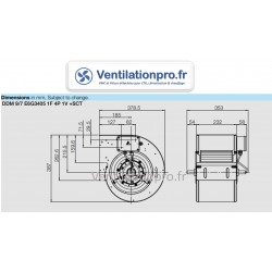 dimensions du Moto-ventilateur DDM 9/7 -CBM RE 9/7- 2700m3/h- 420w -4P- 1 vitesse - 230v- E6G3405