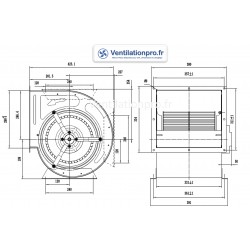 dimensions Moteur DD10/10 550w 230v-3500m3/h- spécial restauration/ hotte de cuisine pro