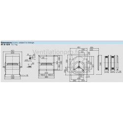 dimensions Ventilateur seul - turbine  AT12/9 s25 Nicotra