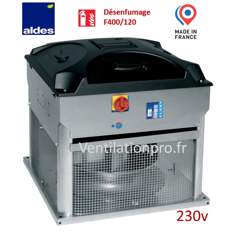 Tourelle d'extraction désenfumage 5000m3/h  VELONE 2 F400-120 -4.5 - 230v - marque ALDES