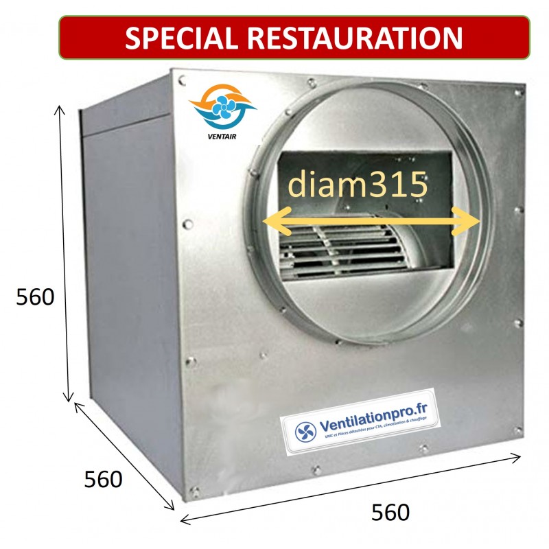 Caisson d'extraction 3200 m3/h DD9/9 230v pour extraction de hotte de cuisine pro/ restaurant - VENTILATIONPRO