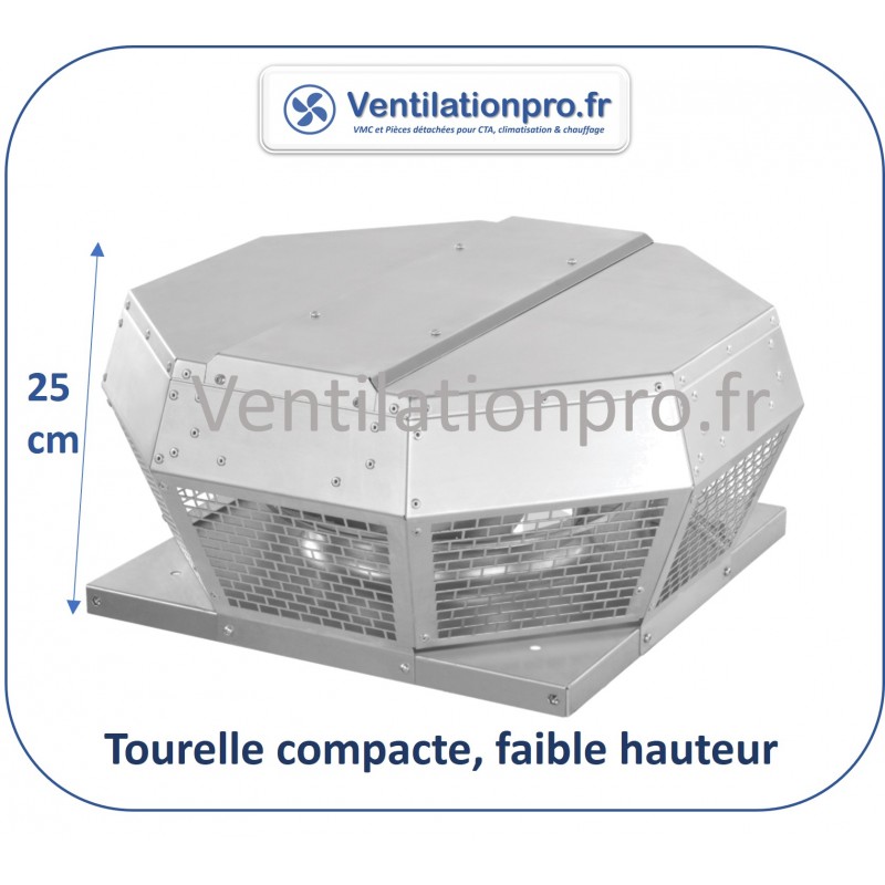 Tourelle d'extraction ULTRA-COMPACTE 1500 m3/h 230v- pour VMC et extraction de petite cuisine pro / foodtruck