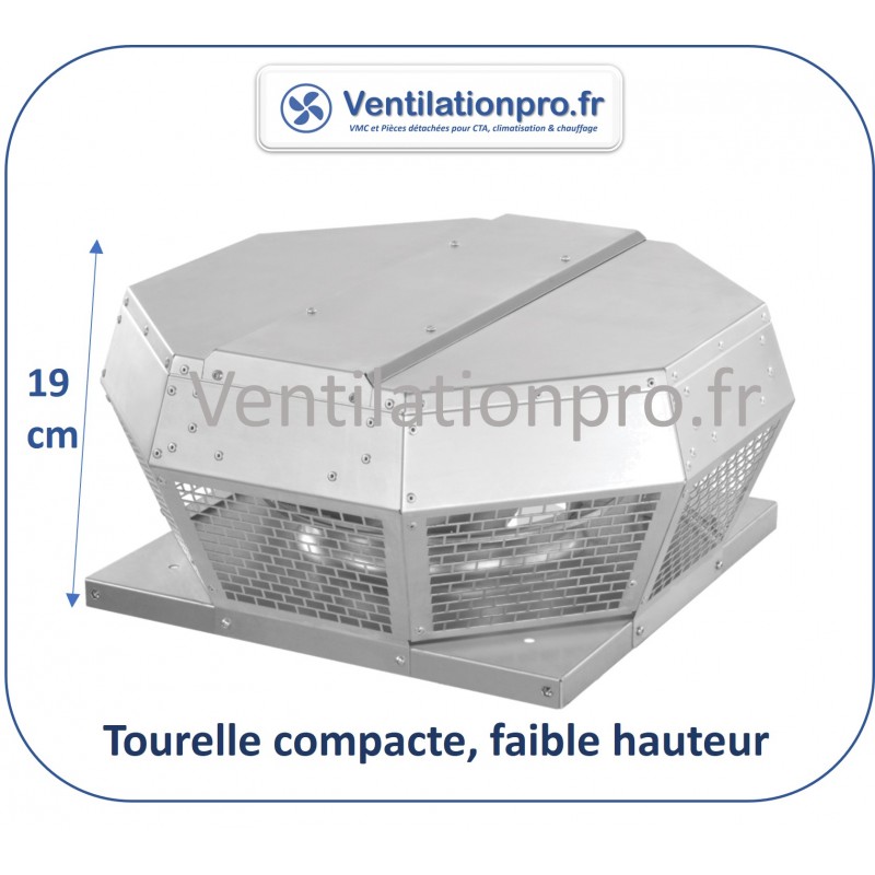 Tourelle d'extraction ULTRA-COMPACTE 1000 m3/h 230v- pour VMC et extraction de petite cuisine pro / foodtruck  11024102