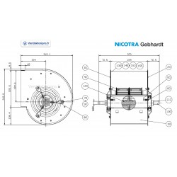 dimensions Ventilateur seul Nicotra regal ADH E0-0180 (volute centrifuge)