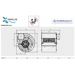 dimensions Moteur ventilateur CBM 7/9 RE VR 4P-300w 230v -S&P 653012  VMC et hotte pro- Restauration