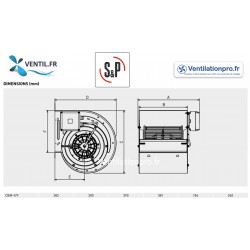 dimensions Moto-ventilateur CBM 9/9 RE VR 4P-550w 230v -S&P 653015  Ventilation, VMC, climatisation et Restauration