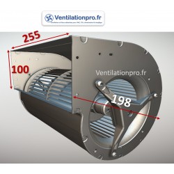 Dimensions Moto-ventilateur TMD 5/8  - 40w - 550 m3/h -230v -Tecnifan
