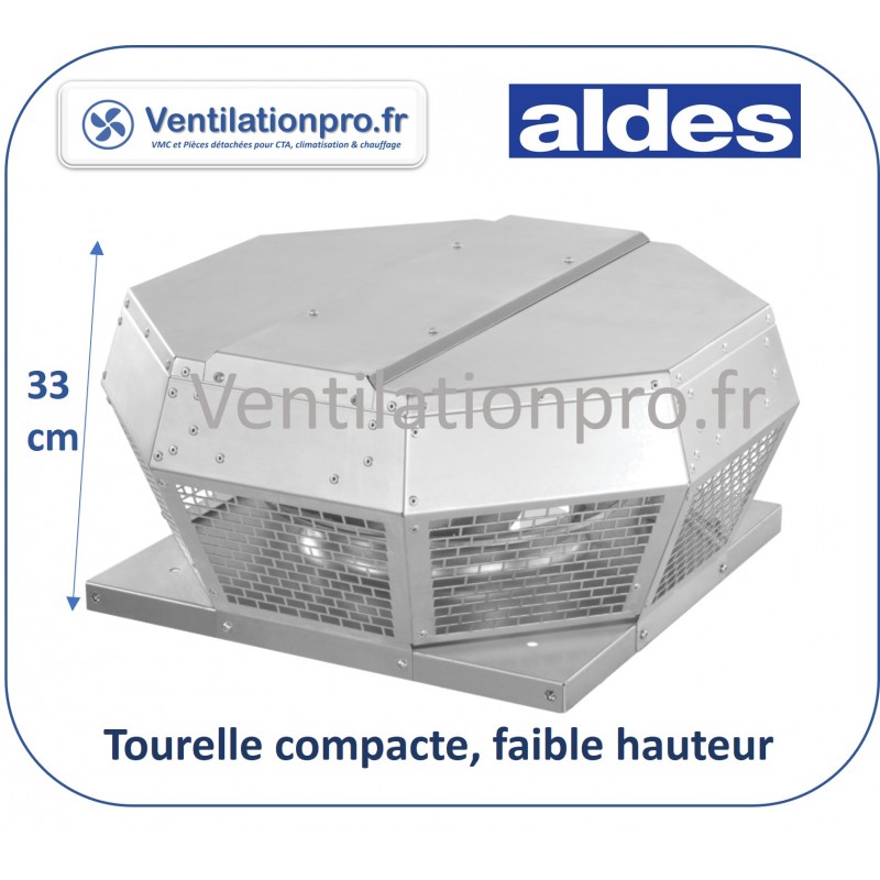 Tourelle d'extraction ULTRA-COMPACTE 4000 m3/h 230v- pour VMC, ventilation tertiaire et extraction de hotte pro -ALDES TAHA 400