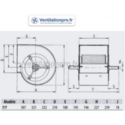 dimensions Ventilateur seul DA 7/7 NT Chaysol Vim 374481