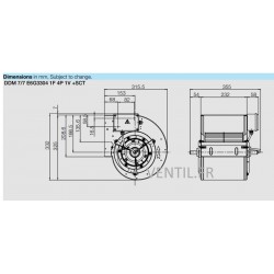 dimensions Moteur ventilateur DDM7/7-1600 m3/h- 147W- 230V Nicotra -VMC et hotte professionnelle -REF E5G3301