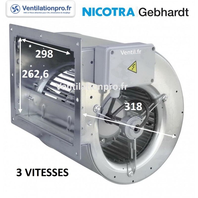 Moteur ventilateur DDM9/9 - 3 vitesses 230v Nicotra pour VMC, Chaufferie, extraction