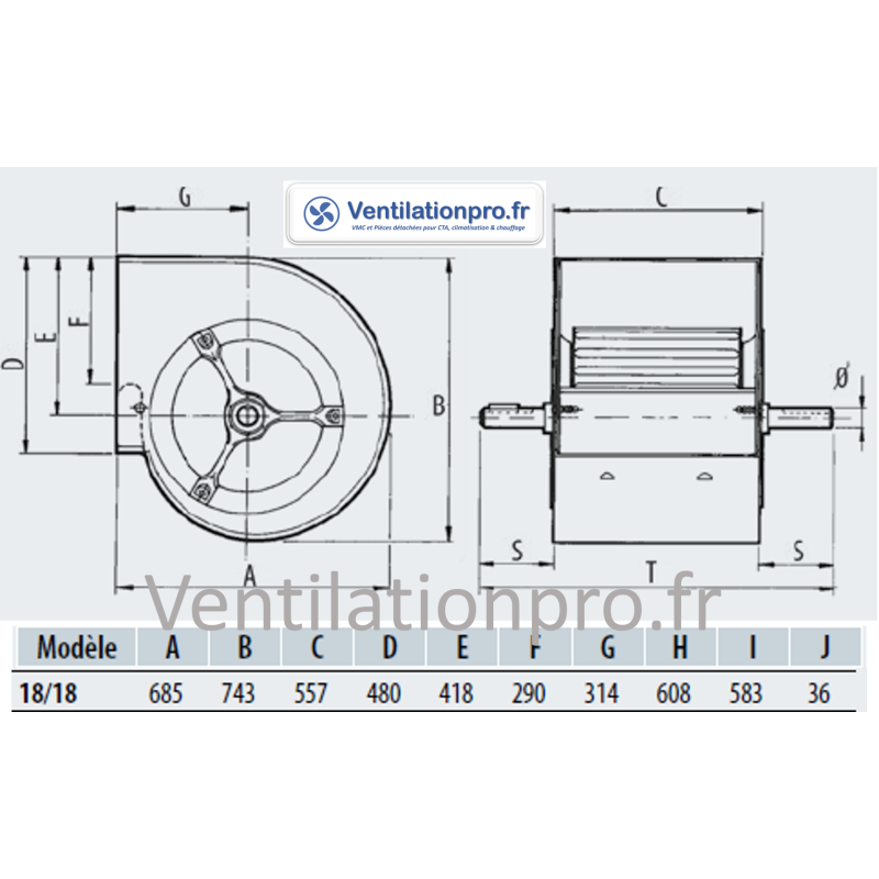 Ventilateur seul DA18/18 NT s25 Chaysol S&P