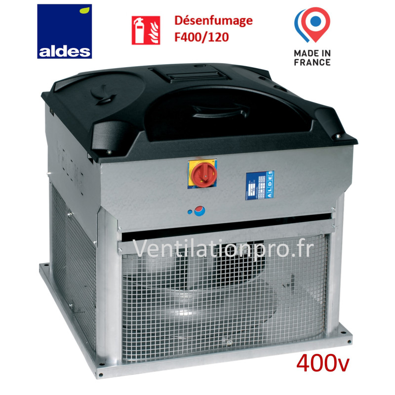 Tourelle d'extraction désenfumage 5000m3/h VELONE 2 F400-120 -4.5 - 400v - triphasé - marque ALDES