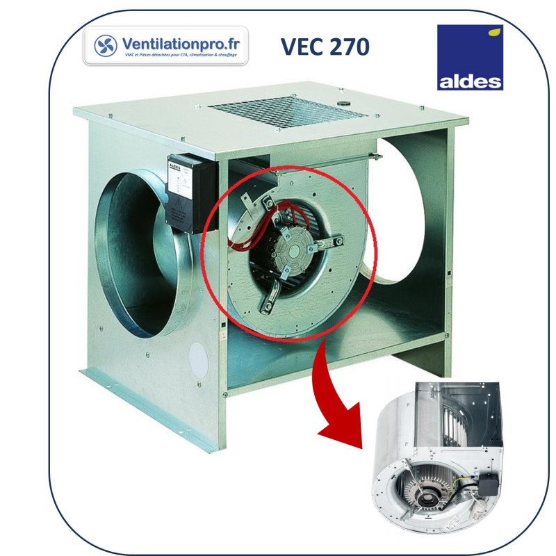 Sous ensemble VEC 270- moteur de rechange complet compatible pour caisson de VMC ALDES VEC270- 230v