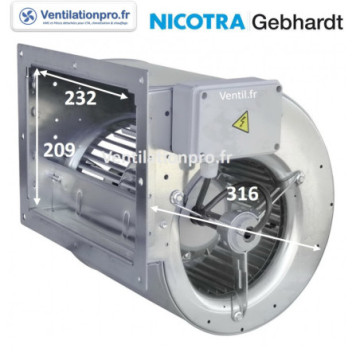 Moteur ventilateur DDM7/7-1600 m3/h- 147W- 230V Nicotra -VMC et hotte professionnelle -REF E5G3301